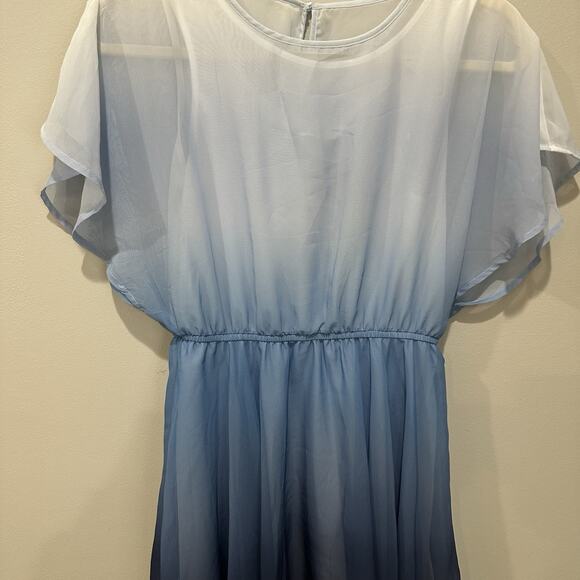 H&M blue Chiffon Ombre pattern dress NWT size 16/18 - Picture 2 of 10